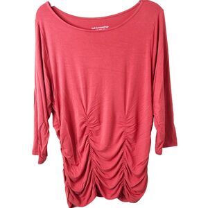Soft Surroundings Women's 3/4 Sleeve Coral Ruched Rayon Blouse Size 1X